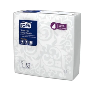 Tork Premium Napkin Textile Feel Białe z Dekorem 39x39