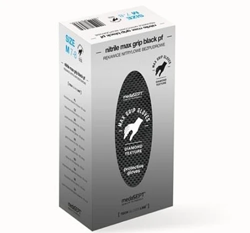 Max Grip rękawice nitrylowe grube teksturowane moletowane diament a100 czarne.webp