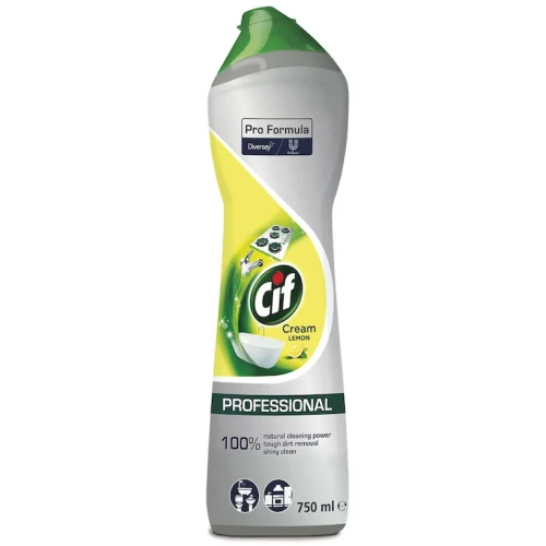 101104135 Cif Pro Formula Cream Lemon 8x0.75L - mleczko do czyszczenia mocno zabrudzonych powierzchni.webp